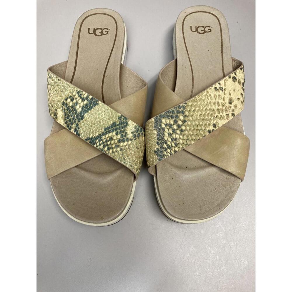 UGG Women's Slide Tan/Gold Leather Snake Size 7 - Picture 4 of 5